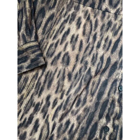 Michael Kors sheer animal print, button down, blouse, women's size XL - Picture 3 of 8